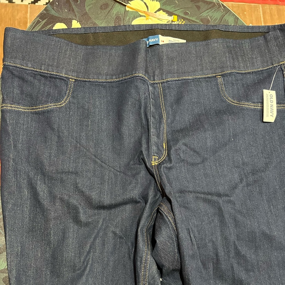 Old Navy Mid-Rise Rockstar Super Skinny Jeggings stretch wide waisted sz 24 NEW